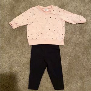 H&M heart 2 piece outfit 2-4mo